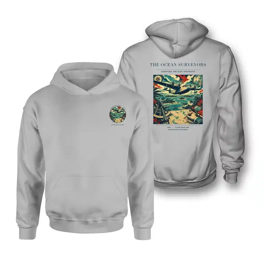 VINTAGE G4064 - The Ocean Surveyors - Double-Side Hoodie design on lightgray double side