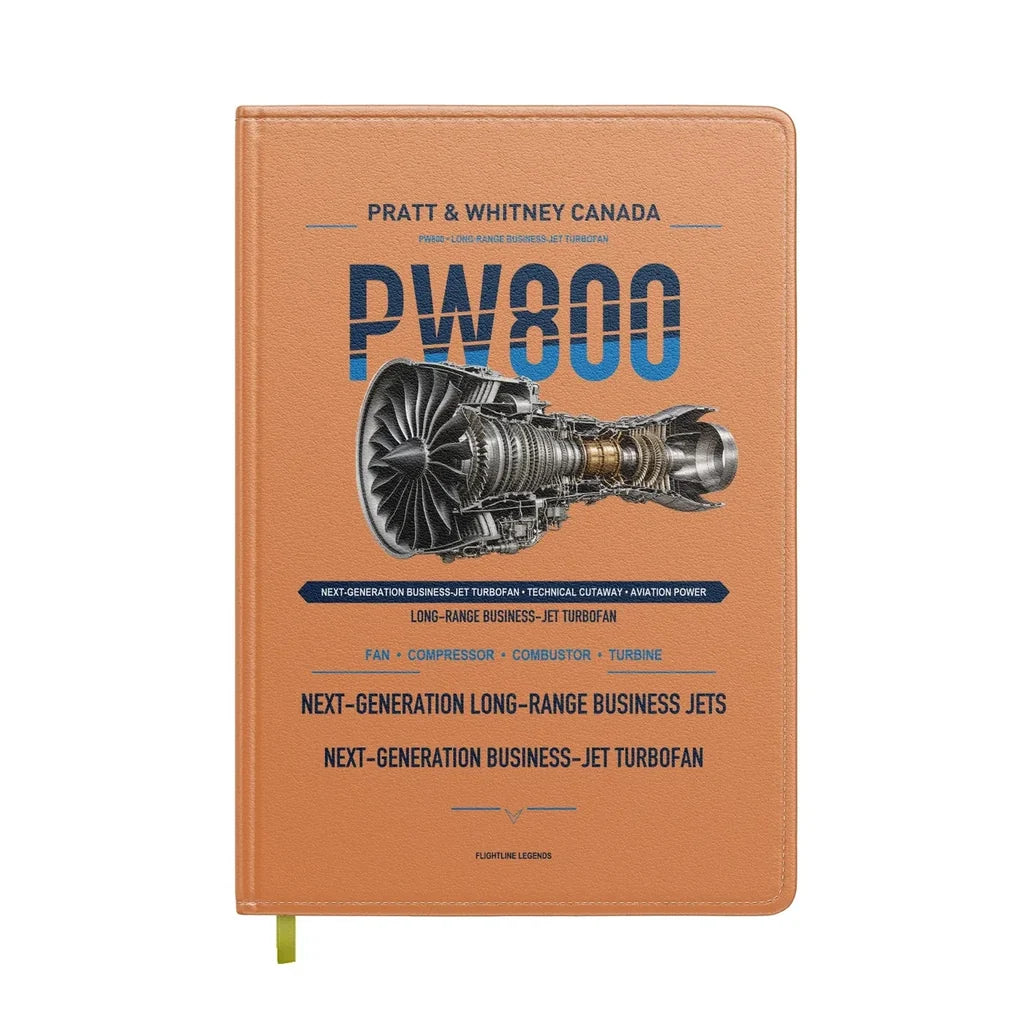 PW800 design on orange notebook