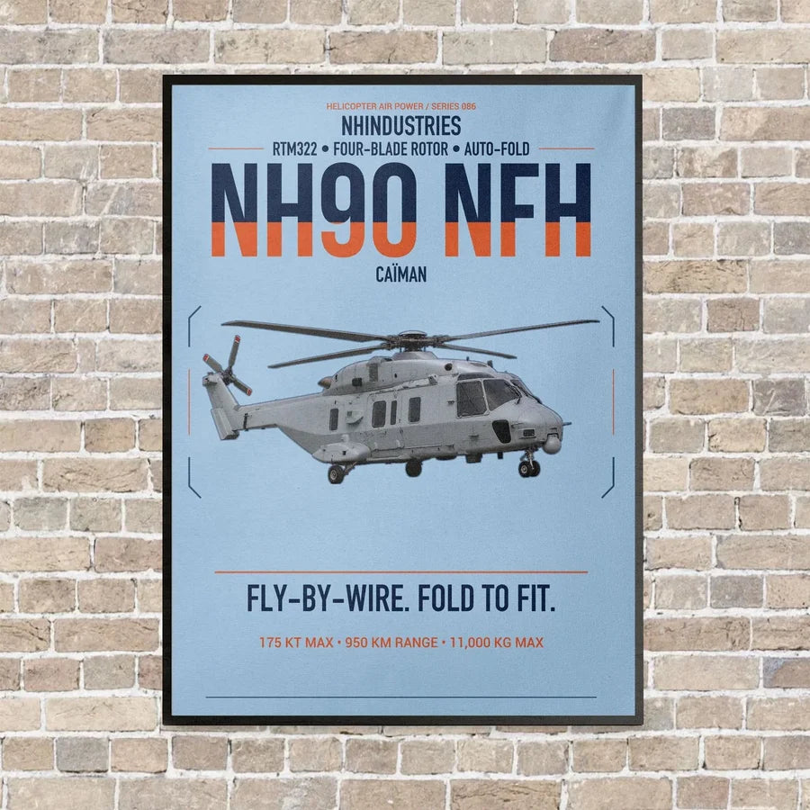 NHIndustries NH90 NFH Caïman vertical canvas print - framed - light blue background
