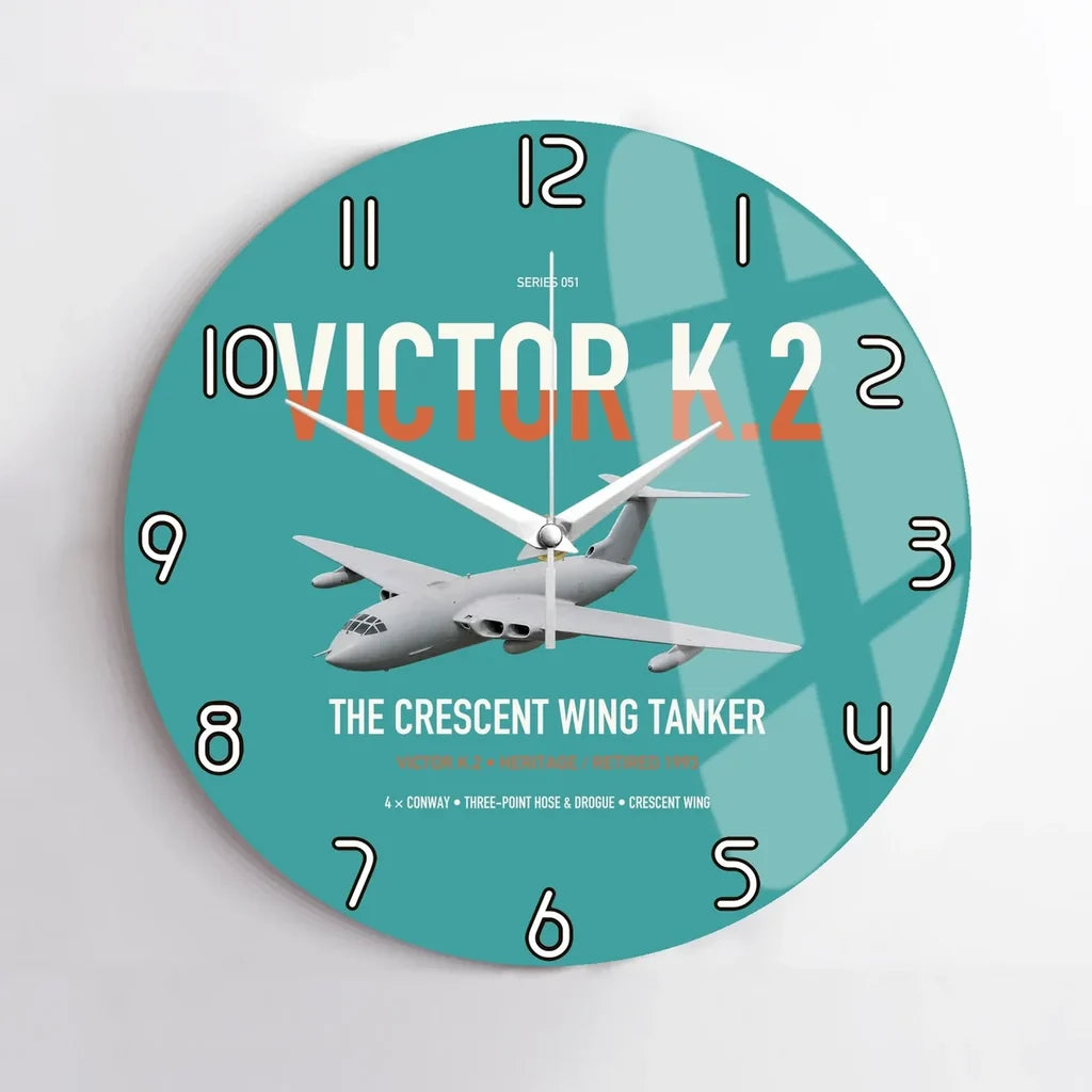 Handley Page Victor K.2 design on turquoise no frame wall clock