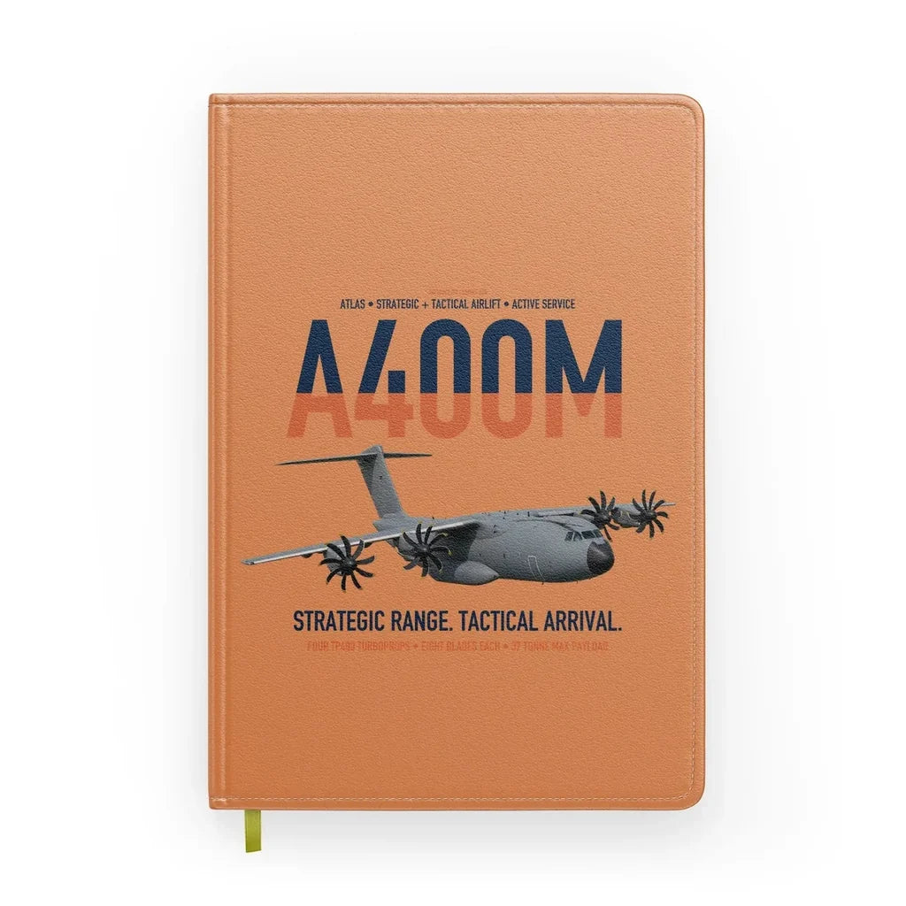 Airbus A400M Atlas design on orange notebook