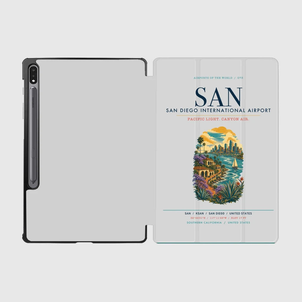 San Diego International Airport (SAN) design on light gray samsung tablet tablet case