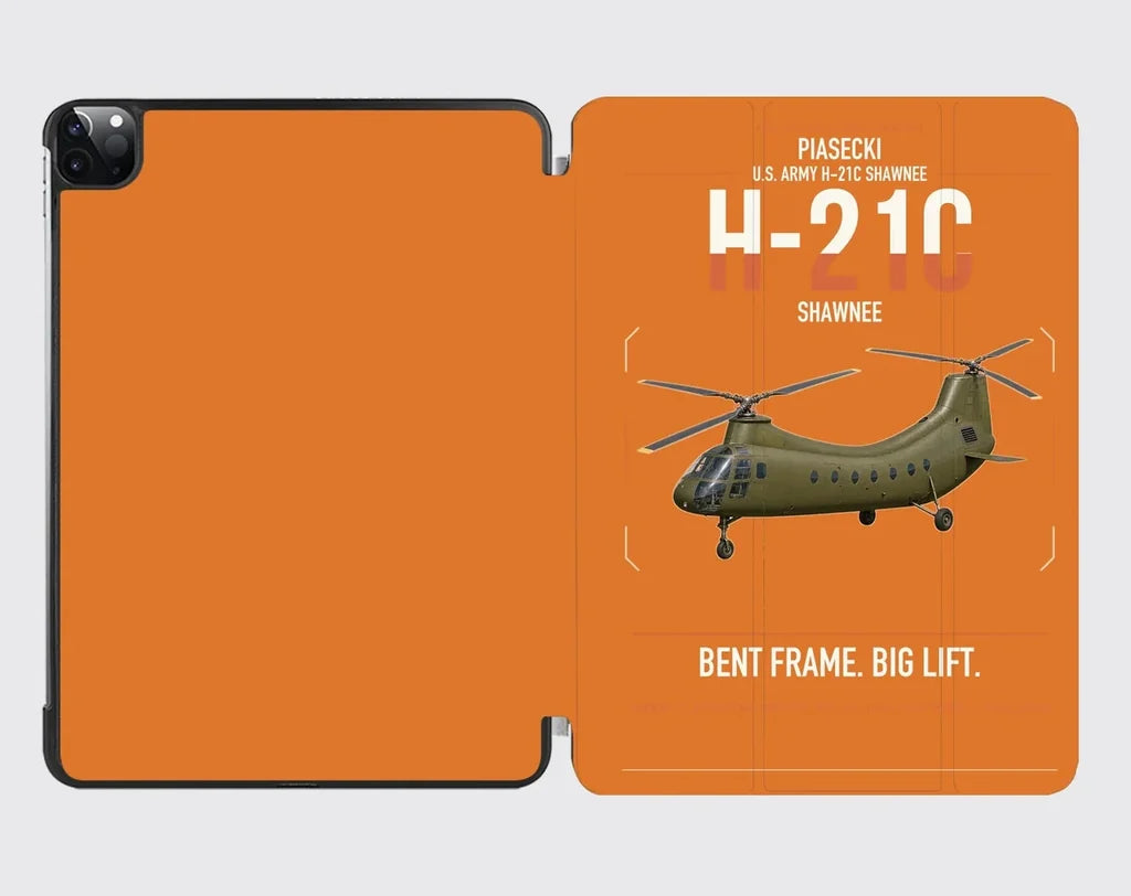 Piasecki H-21C Shawnee design on orange ipad tablet case