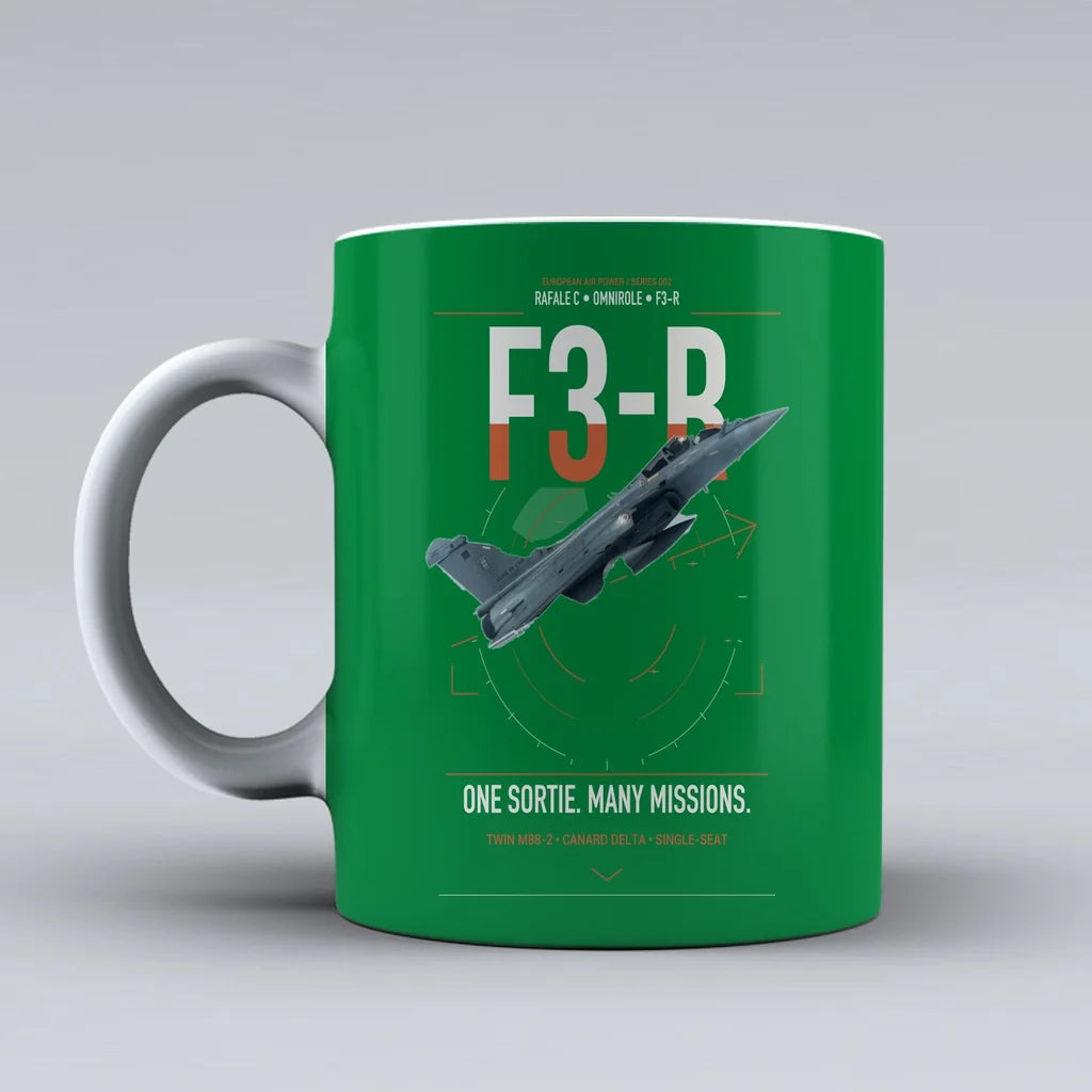 Dassault Rafale C — F3-R standard design on green ceramic mug, double-side print
