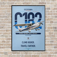 Thumbnail for Cessna 182 Skylane vertical canvas print - framed - light blue background