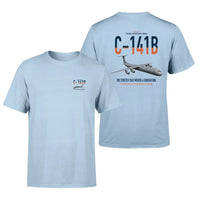 Thumbnail for C-141B Starlifter design on light blue double-side t-shirt, double-side print