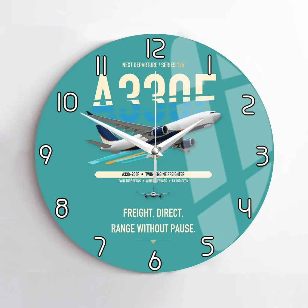 Airbus A330-200F design on turquoise no frame wall clock