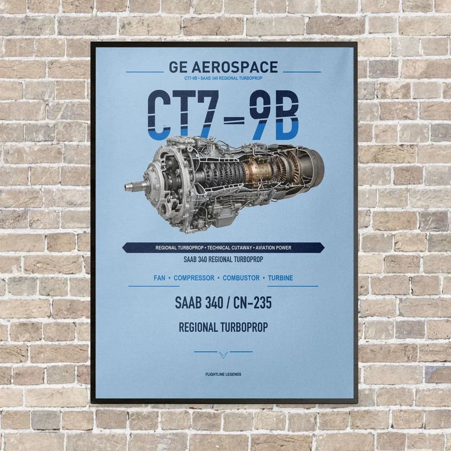 CT7-9B vertical canvas print - framed - light blue background
