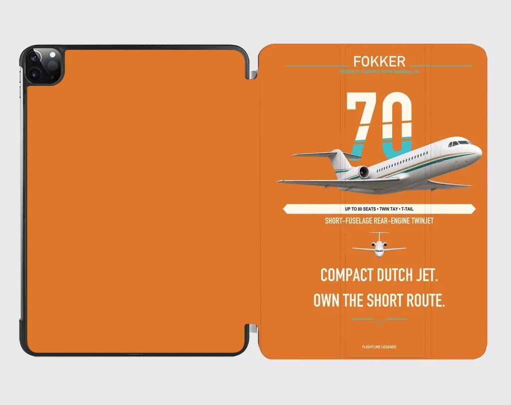 Fokker 70 design on orange ipad tablet case