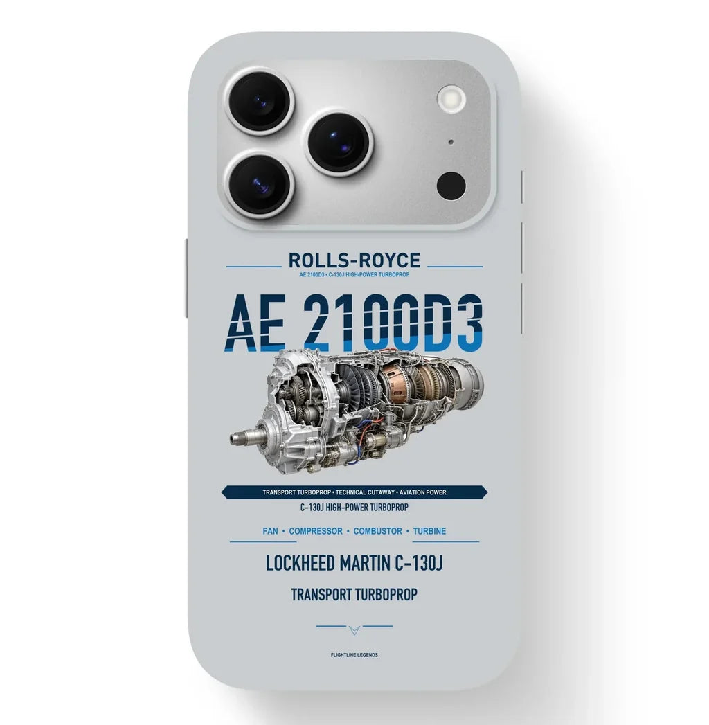 AE 2100D3 Case design on light gray iphone case