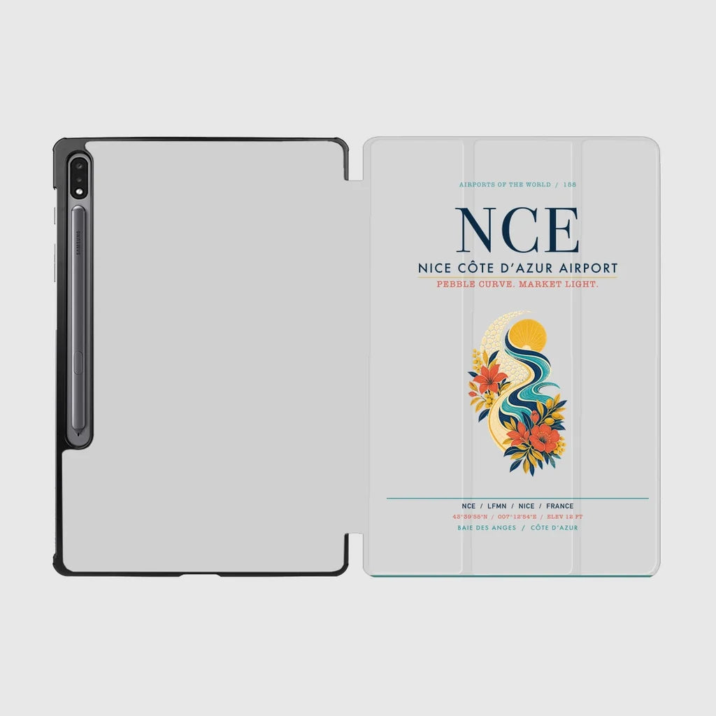 Nice Côte d’Azur Airport (NCE) design on light gray samsung tablet tablet case
