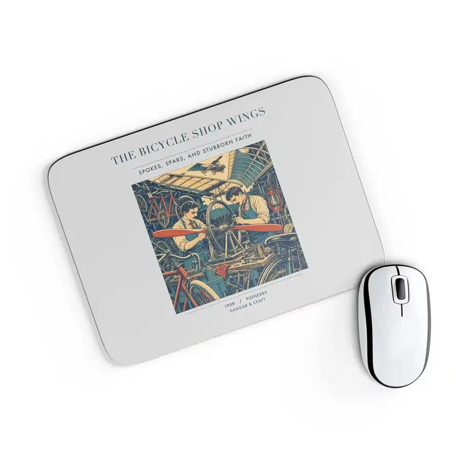 VINTAGE G4323 - The Bicycle Shop Wings - Designed Mouse Pads design on lightgray rectangle