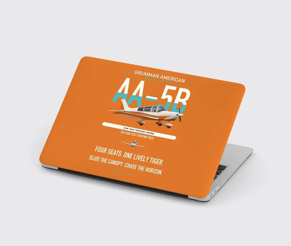 Grumman American AA-5B Tiger design on orange MacBook case
