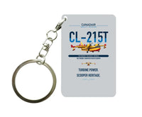Thumbnail for Canadair CL-215T design on light gray designed key chain, double-side print