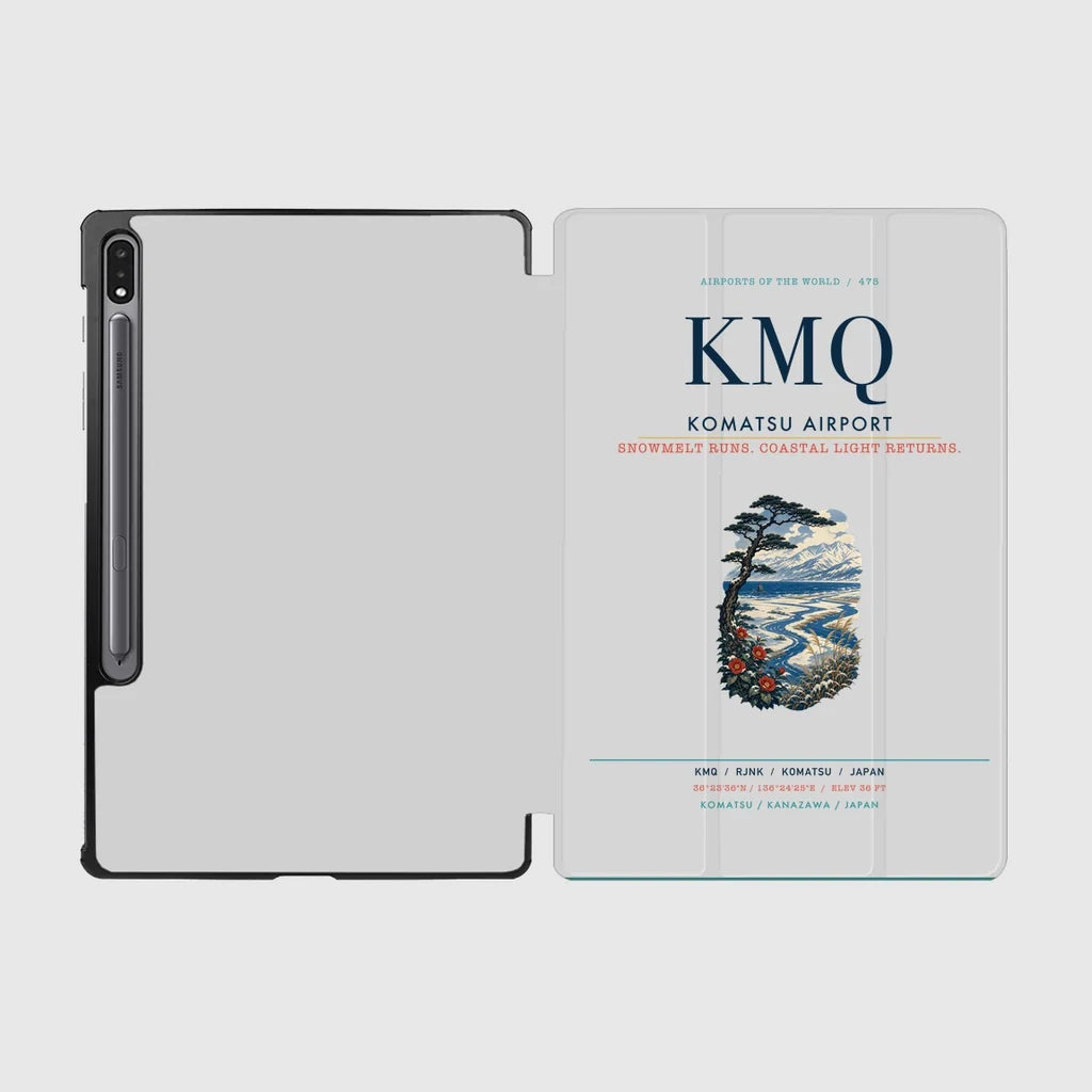 Komatsu Airport (KMQ) design on light gray samsung tablet tablet case