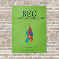 Thumbnail for Belgrade Nikola Tesla Airport BEG vertical canvas print - no frame - light green background