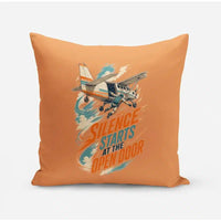 Thumbnail for Silence Starts At The Open Door design on orange pillow