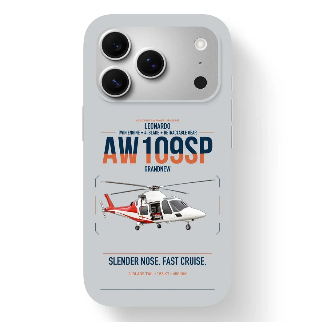 Leonardo AW109SP GrandNew design on light gray magsafe iphone case, for iPhone 17 Pro