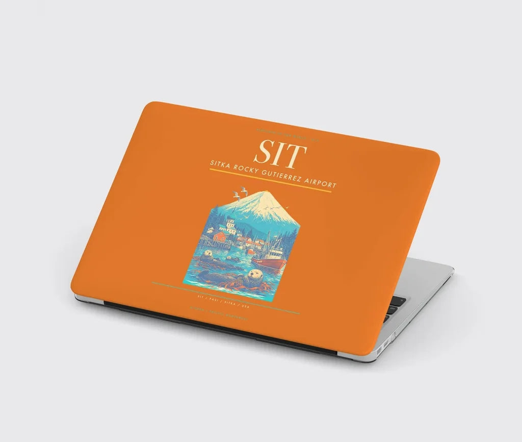 Sitka Rocky Gutierrez Airport (SIT) design on orange MacBook case