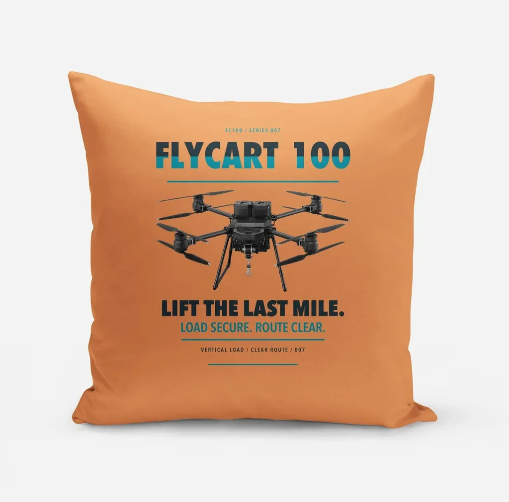 DJI FlyCart 100 design on orange pillow