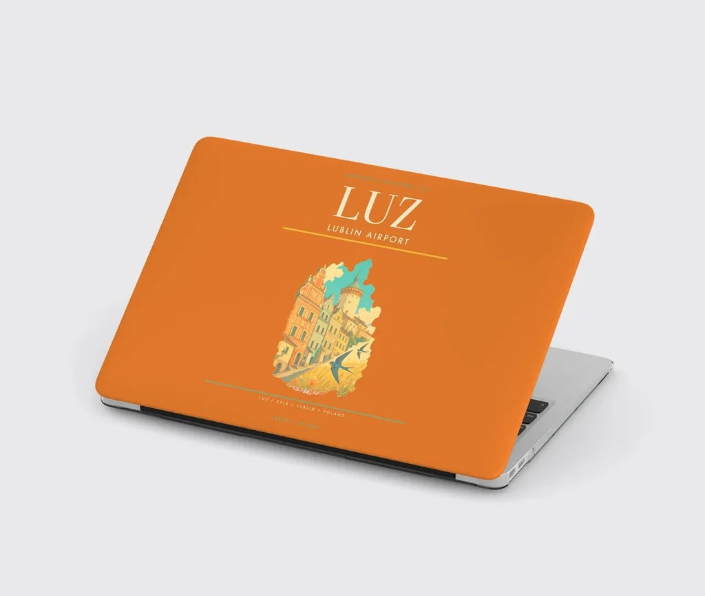 Lublin Airport (LUZ) design on orange MacBook case