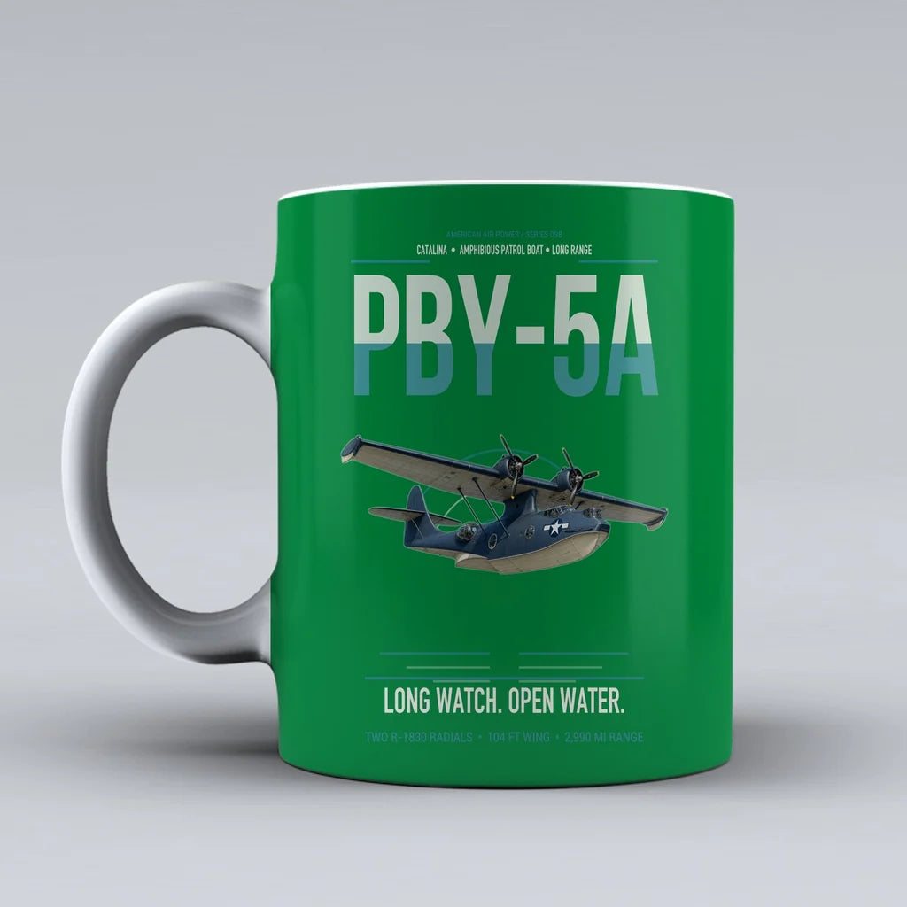 PBY-5A Catalina design on green ceramic mug, double-side print