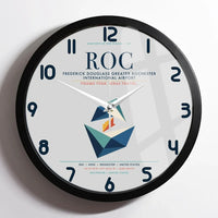 Thumbnail for Frederick Douglass Greater Rochester International Airport (ROC) design on light gray framed wall clock