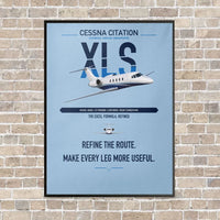 Thumbnail for Cessna Citation XLS vertical canvas print - framed - light blue background