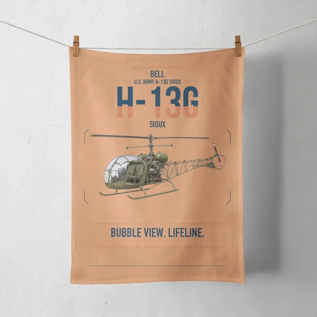 Bell H-13G Sioux design on orange towel