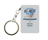 Thumbnail for Air Tractor AT-802F Fire Boss design on light gray designed key chain, double-side print