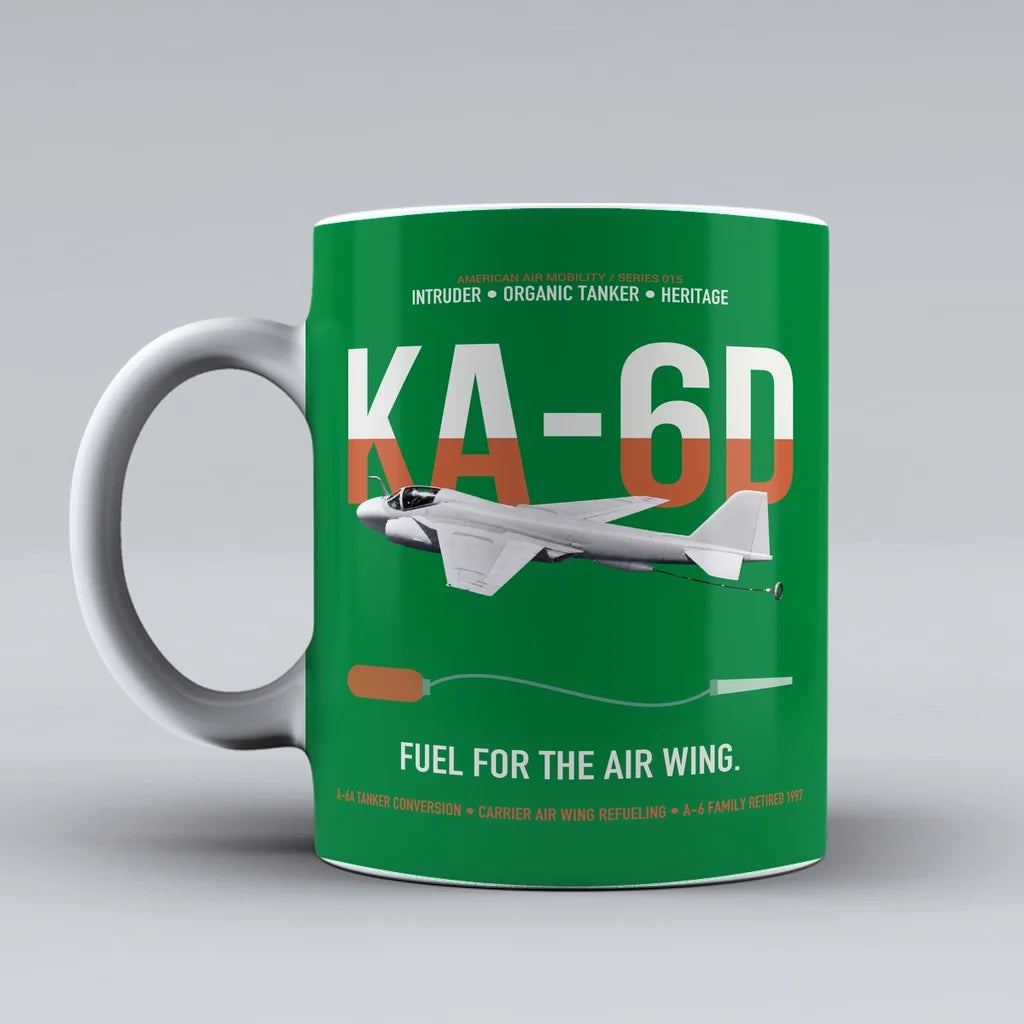KA-6D Intruder design on green ceramic mug, double-side print