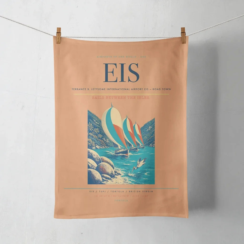 Terrance B. Lettsome International Airport (EIS) design on orange towel