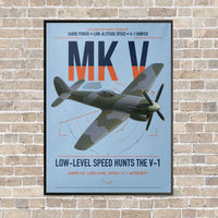 Thumbnail for Hawker Tempest Mk V vertical canvas print - framed - light blue background