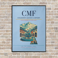 Thumbnail for Chambéry-Savoie Airport CMF vertical canvas print - framed - light blue background