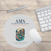 Thumbnail for Amsterdam Airport Schiphol (AMS) design on light gray round mouse pad