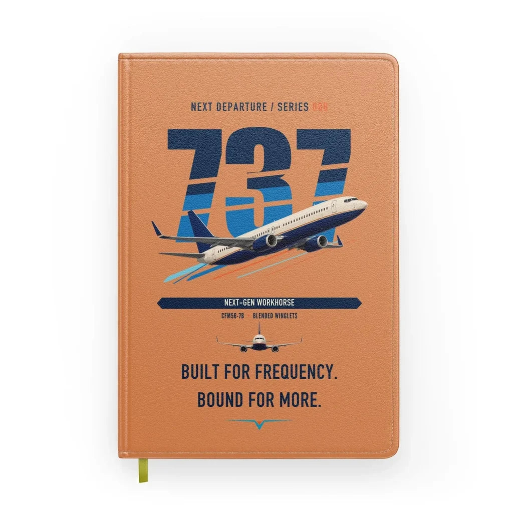 Boeing 737-800 NG design on orange notebook