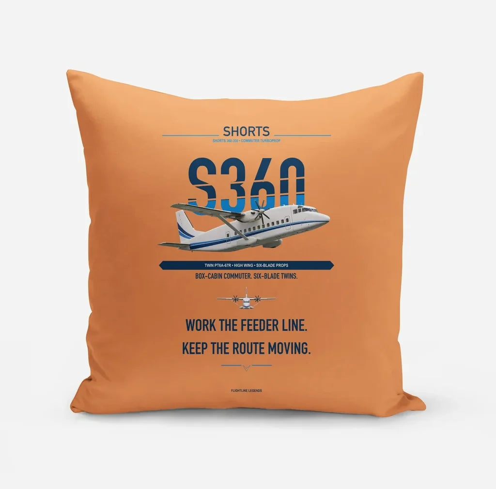 Shorts 360-300 design on orange pillow