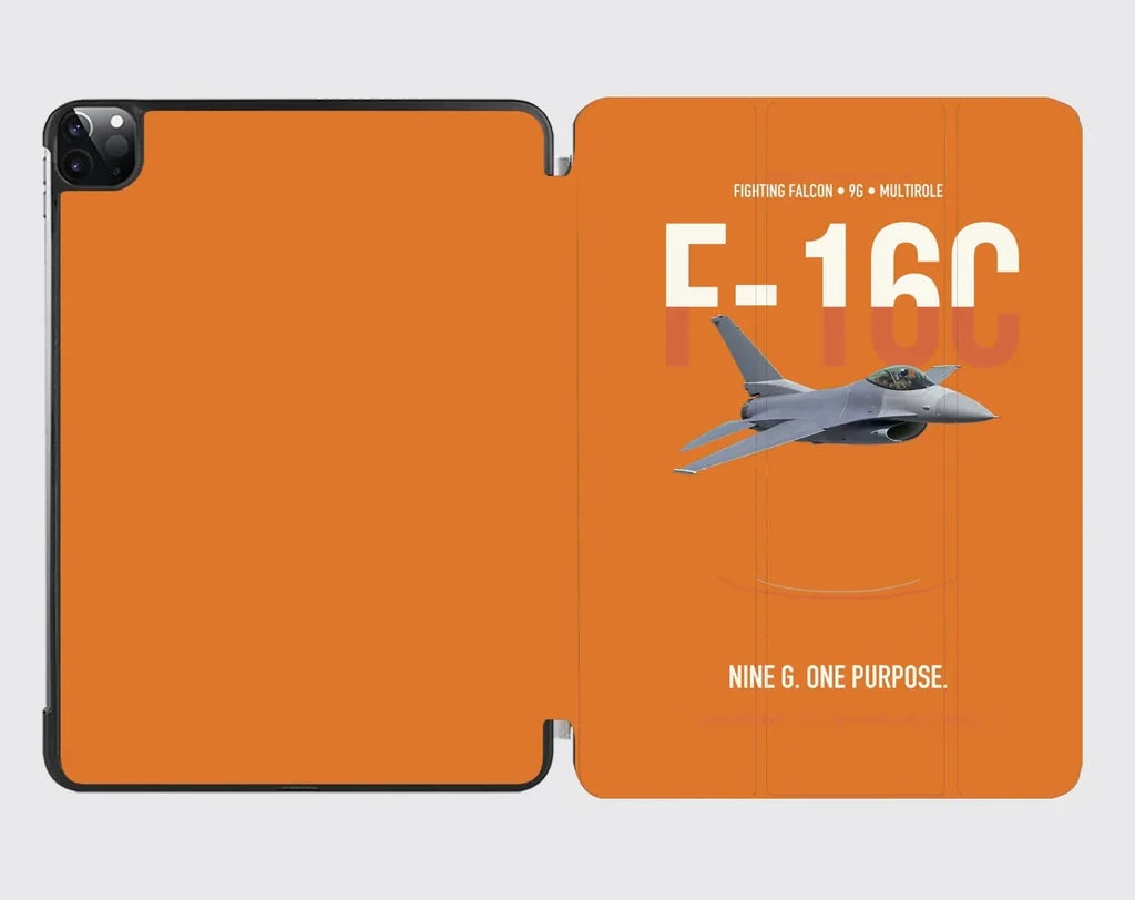 F-16C Fighting Falcon Nine G One Purpose design on orange ipad tablet case