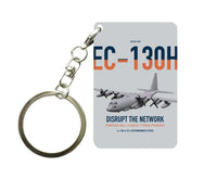 Thumbnail for EC-130H Compass Call design on light gray designed key chain, double-side print