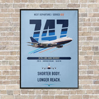 Thumbnail for Boeing 747SP vertical canvas print - framed - light blue background