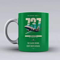 Thumbnail for Boeing 737-300 Classic double-side print on green ceramic mug