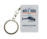 Thumbnail for Bell 505 design on light gray designed key chain, double-side print
