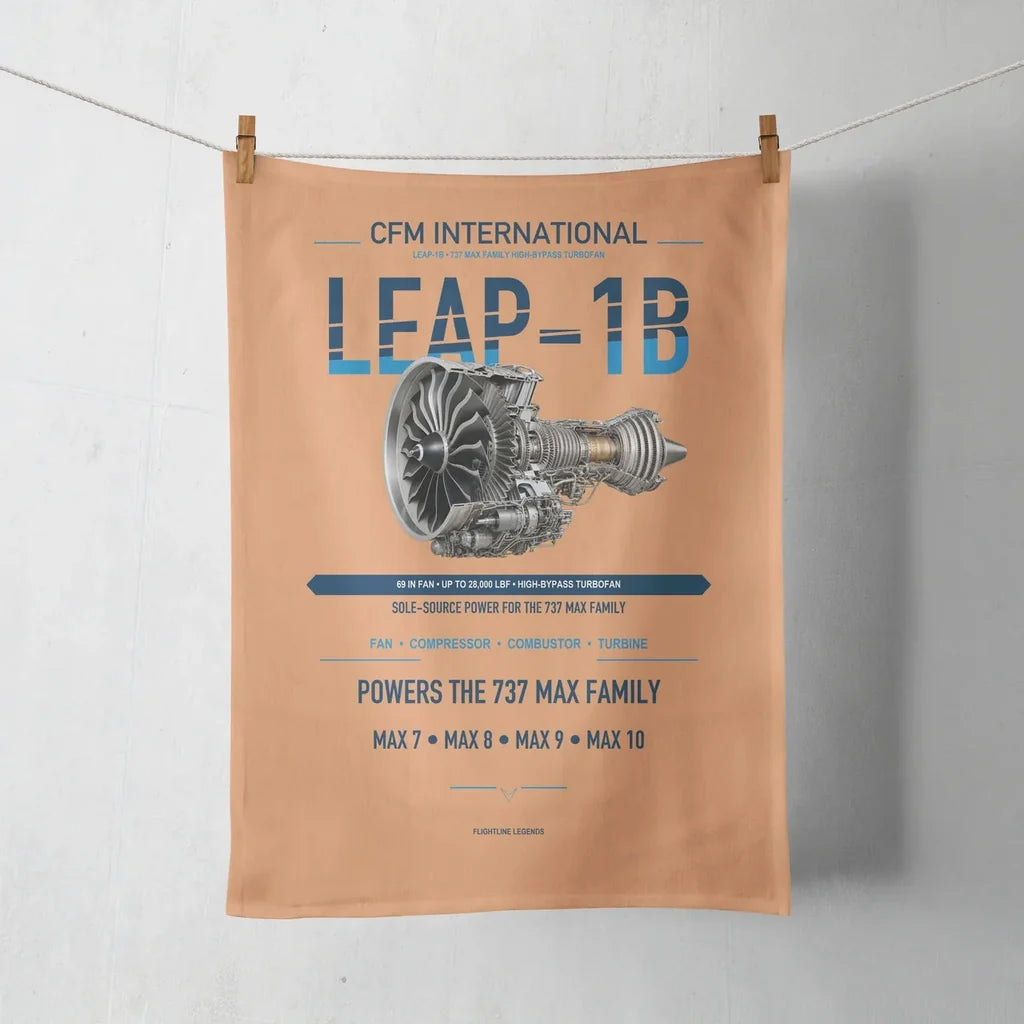 CFM LEAP-1B design on orange towel