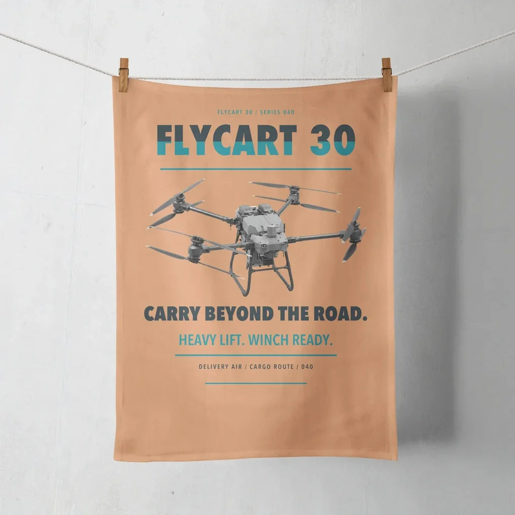 DJI FlyCart 30 design on orange towel