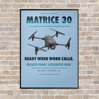 Thumbnail for DJI Matrice 30 vertical canvas print - framed - light blue background