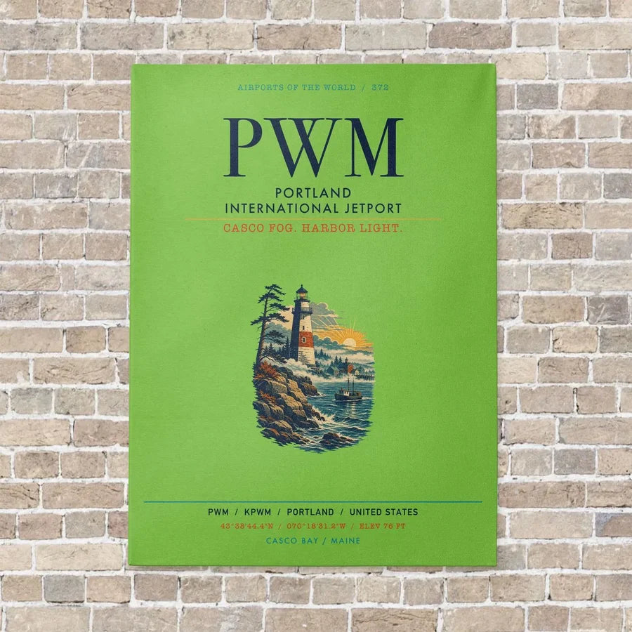 Portland International Jetport PWM vertical canvas print - no frame - light green background