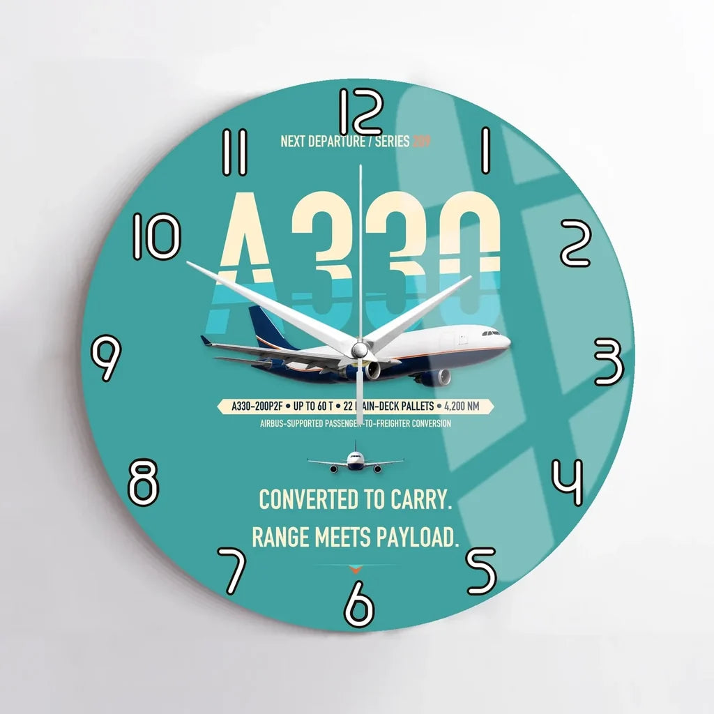 Airbus A330-200P2F design on turquoise no frame wall clock
