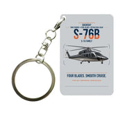 Thumbnail for Sikorsky S-76B design on light gray designed key chain, double-side print