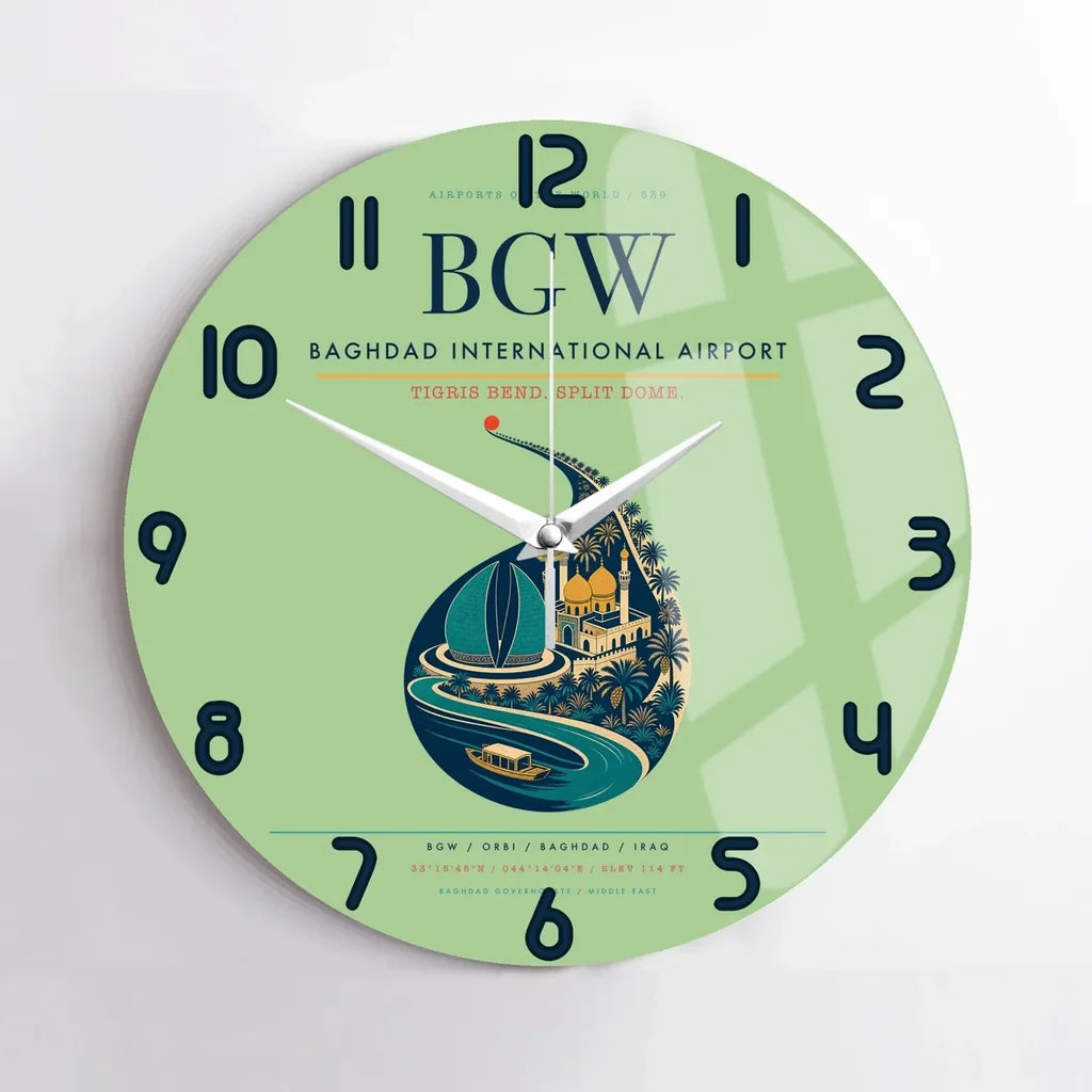 Baghdad International Airport BGW Wall-Clock No-Frame - Light Green