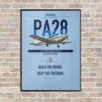 Thumbnail for Piper PA-28 Cherokee vertical canvas print - framed - light blue background